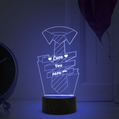 3D Illusion Love You Papa Night Lamp Automatic Color Changing Light  Birthday Gift For Papa